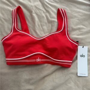 Alo Yoga Airbrush Heart Throb Bra – Bright Red/White – Size M – NWT